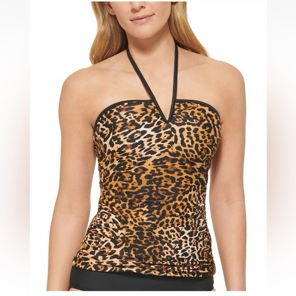 Calvin Klein Other - Calvin Klein Women's Animal-Print Bandeau Halter Tankini Top - Jaguar 🐆 NWT